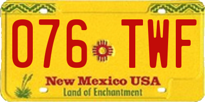 NM license plate 076TWF