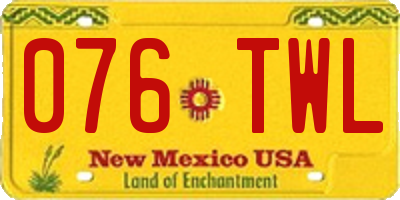 NM license plate 076TWL