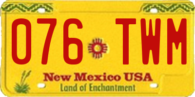 NM license plate 076TWM