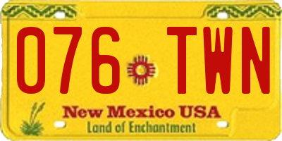 NM license plate 076TWN