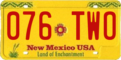NM license plate 076TWO