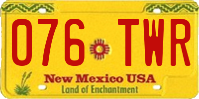 NM license plate 076TWR