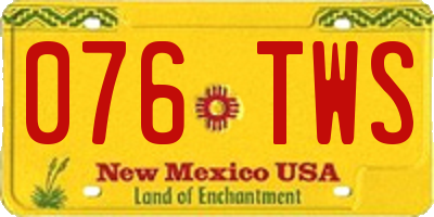 NM license plate 076TWS