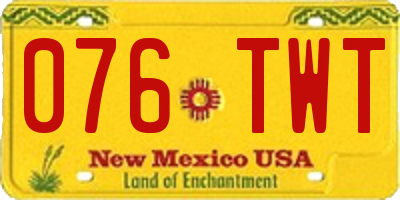 NM license plate 076TWT