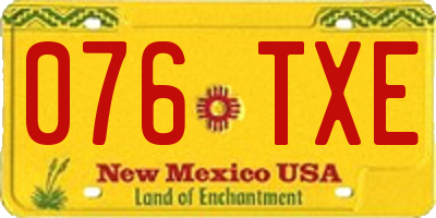 NM license plate 076TXE