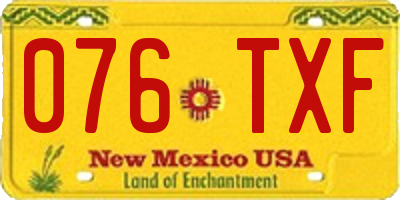 NM license plate 076TXF