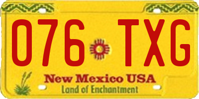 NM license plate 076TXG