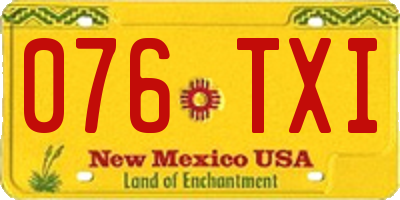 NM license plate 076TXI
