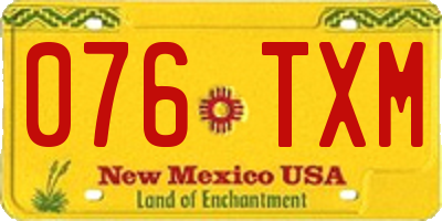 NM license plate 076TXM