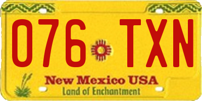 NM license plate 076TXN