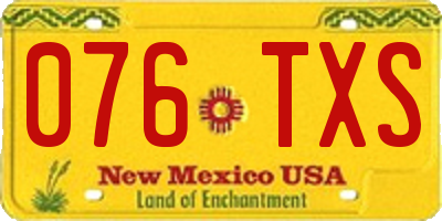 NM license plate 076TXS