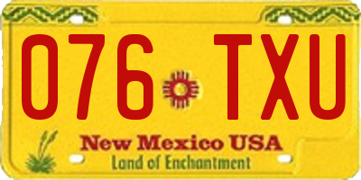 NM license plate 076TXU