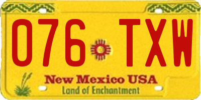 NM license plate 076TXW