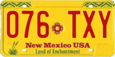 NM license plate 076TXY