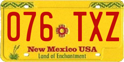 NM license plate 076TXZ