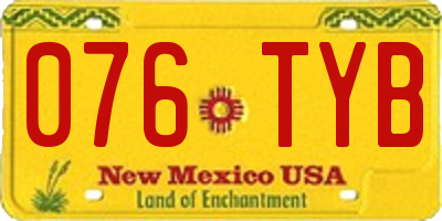 NM license plate 076TYB
