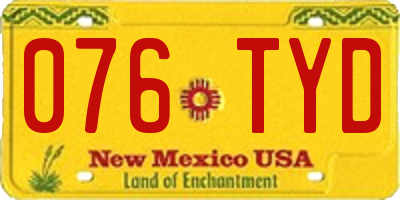 NM license plate 076TYD