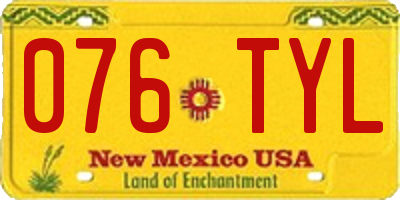NM license plate 076TYL
