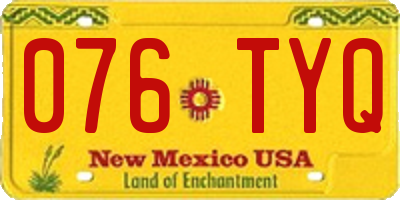 NM license plate 076TYQ