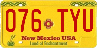 NM license plate 076TYU