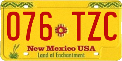 NM license plate 076TZC