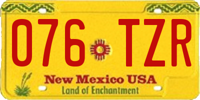 NM license plate 076TZR