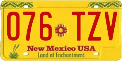 NM license plate 076TZV