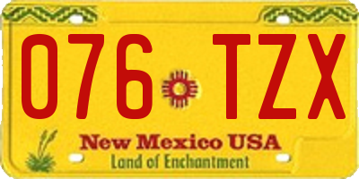 NM license plate 076TZX
