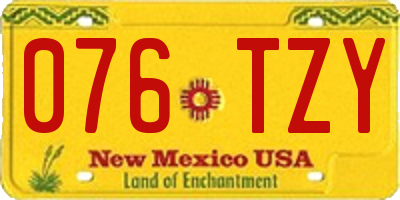 NM license plate 076TZY