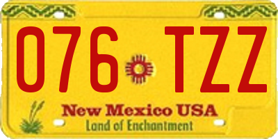 NM license plate 076TZZ