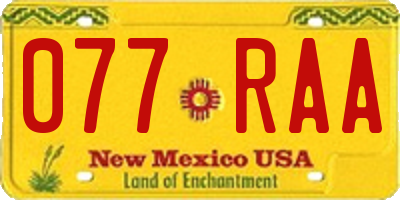 NM license plate 077RAA