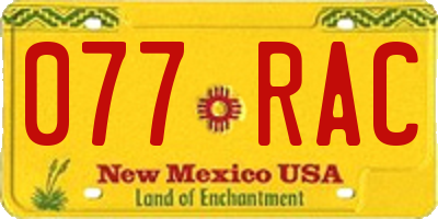 NM license plate 077RAC