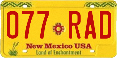 NM license plate 077RAD