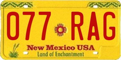 NM license plate 077RAG