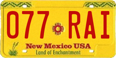 NM license plate 077RAI