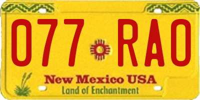 NM license plate 077RAO