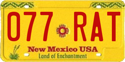 NM license plate 077RAT