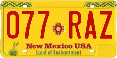 NM license plate 077RAZ