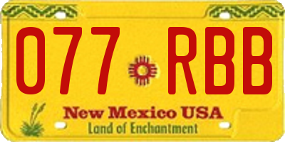 NM license plate 077RBB