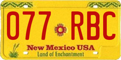 NM license plate 077RBC