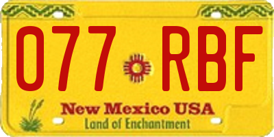 NM license plate 077RBF