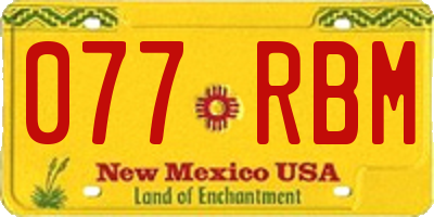 NM license plate 077RBM