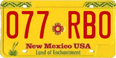 NM license plate 077RBO