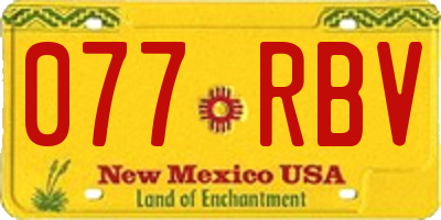 NM license plate 077RBV