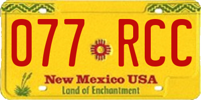 NM license plate 077RCC