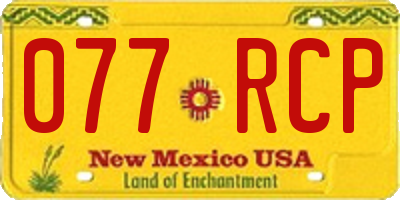 NM license plate 077RCP