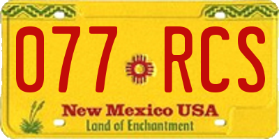 NM license plate 077RCS