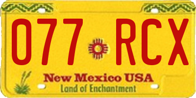 NM license plate 077RCX