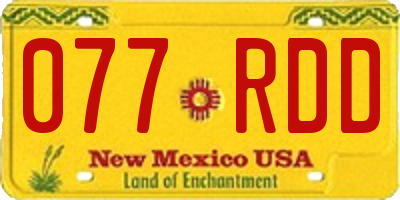 NM license plate 077RDD