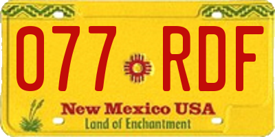 NM license plate 077RDF
